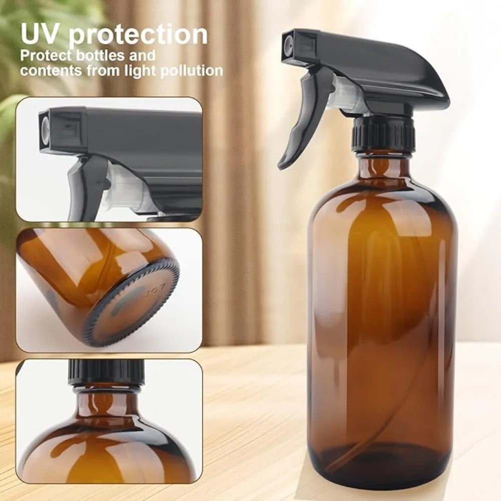 Amber Glass Refillable Spray Bottles – 2-Pack (250 ml / 500 ml)