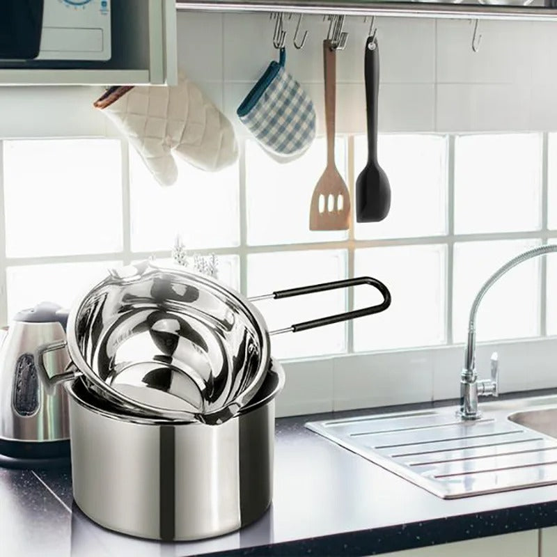 Double Boiler Set - Stainless Steel Melting Pot with Silicone Spatula