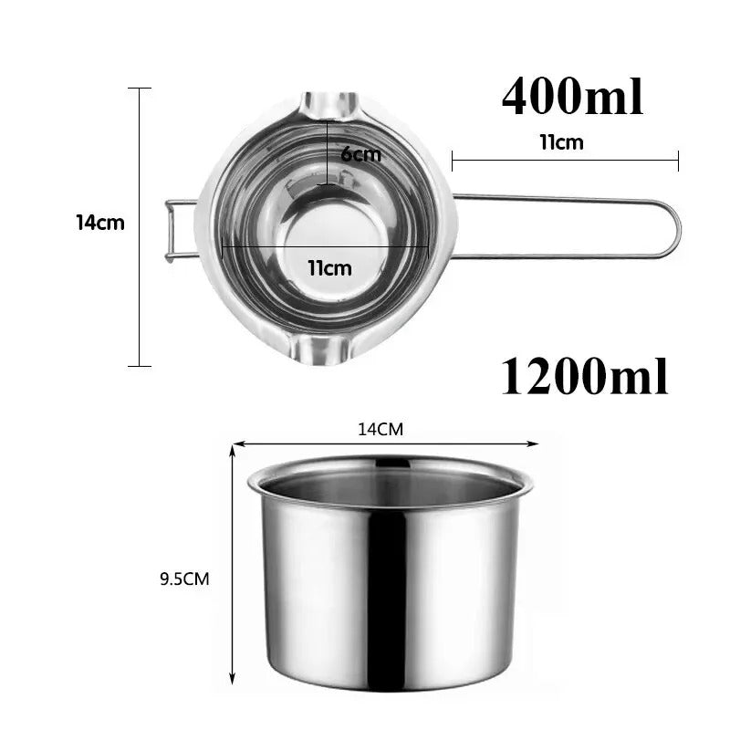 Double Boiler Set - Stainless Steel Melting Pot with Silicone Spatula