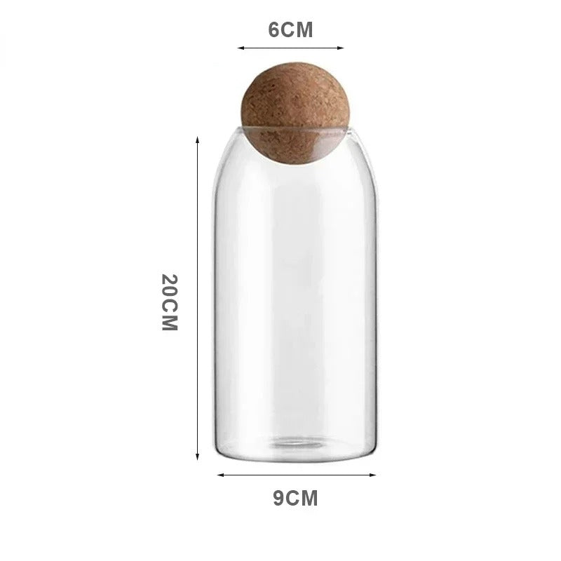 Transparent Glass Storage Jars with Cork Lids