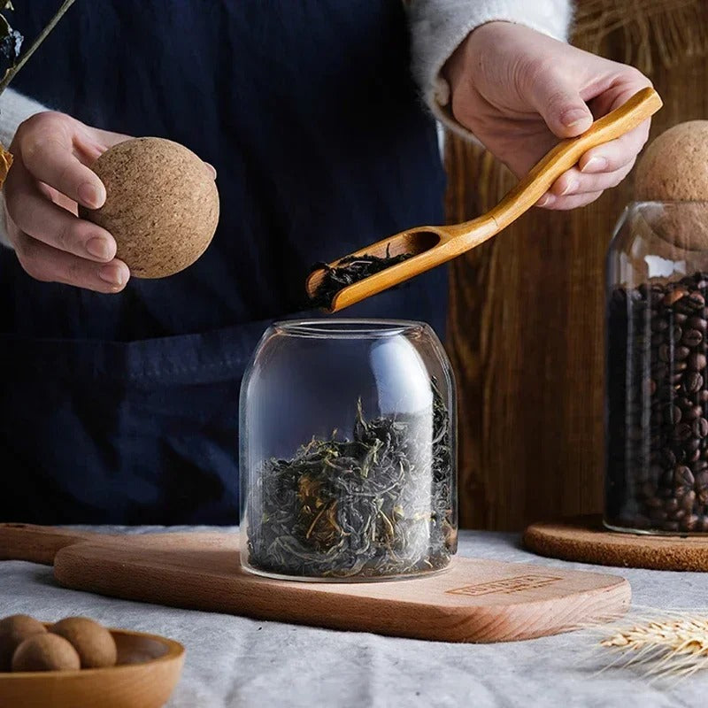 Transparent Glass Storage Jars with Cork Lids