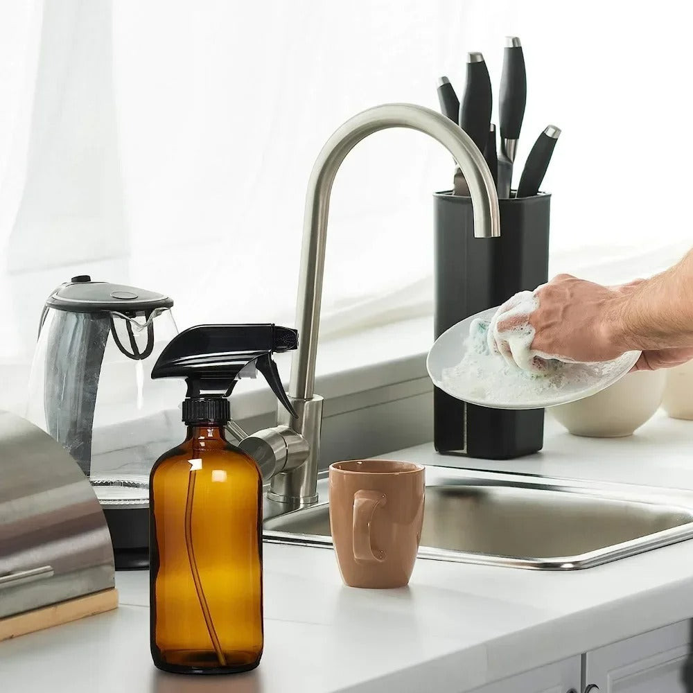 Amber Glass Refillable Spray Bottles – 2-Pack (250 ml / 500 ml)