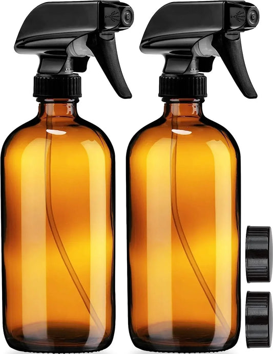 Amber Glass Refillable Spray Bottles – 2-Pack (250 ml / 500 ml)