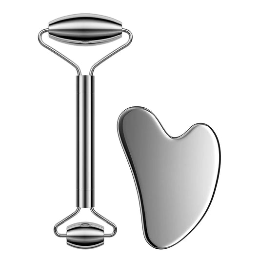 Stainless Steel Facial Roller and Contouring Gua Sha
