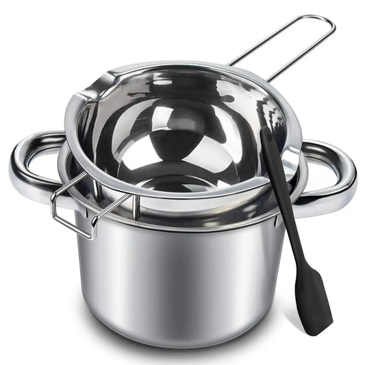 Double Boiler Set - Stainless Steel Melting Pot with Silicone Spatula
